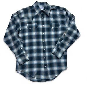 RockMount Ranchwear Vintage USA made Western Plaid Cotton Pearl Snap Shirt Med
